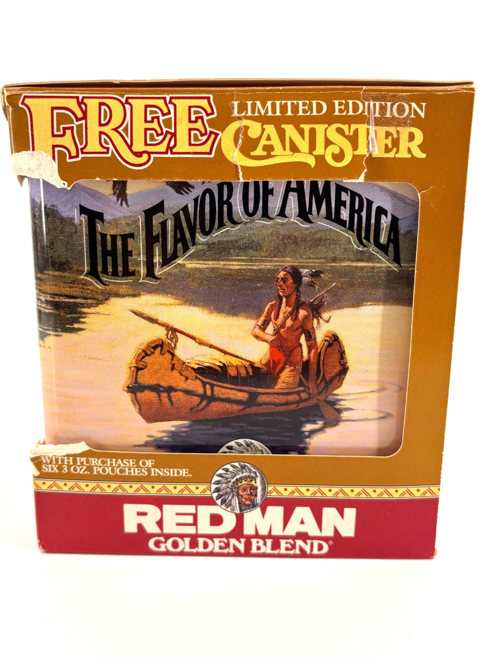 Vintage NOS Red Man Tabacco Limited Edition Collector Canister 6" X 6" X 7"
